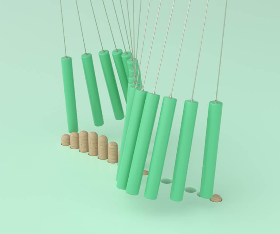 green cylinders and and wooden pegs