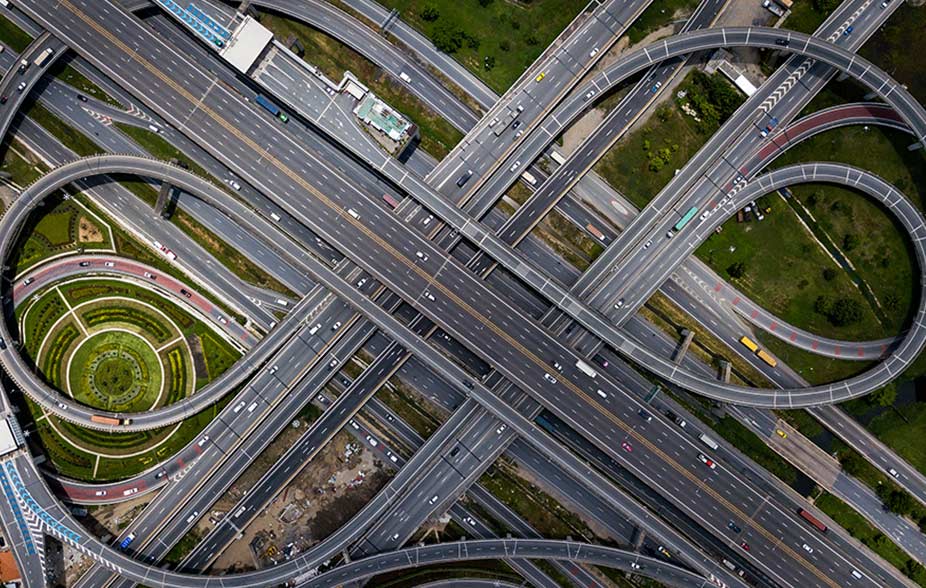 arial view of interstate interchange