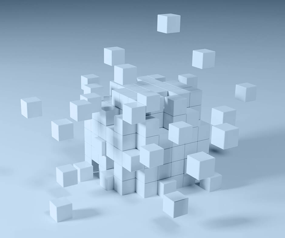 graphic of cubes expanding outward