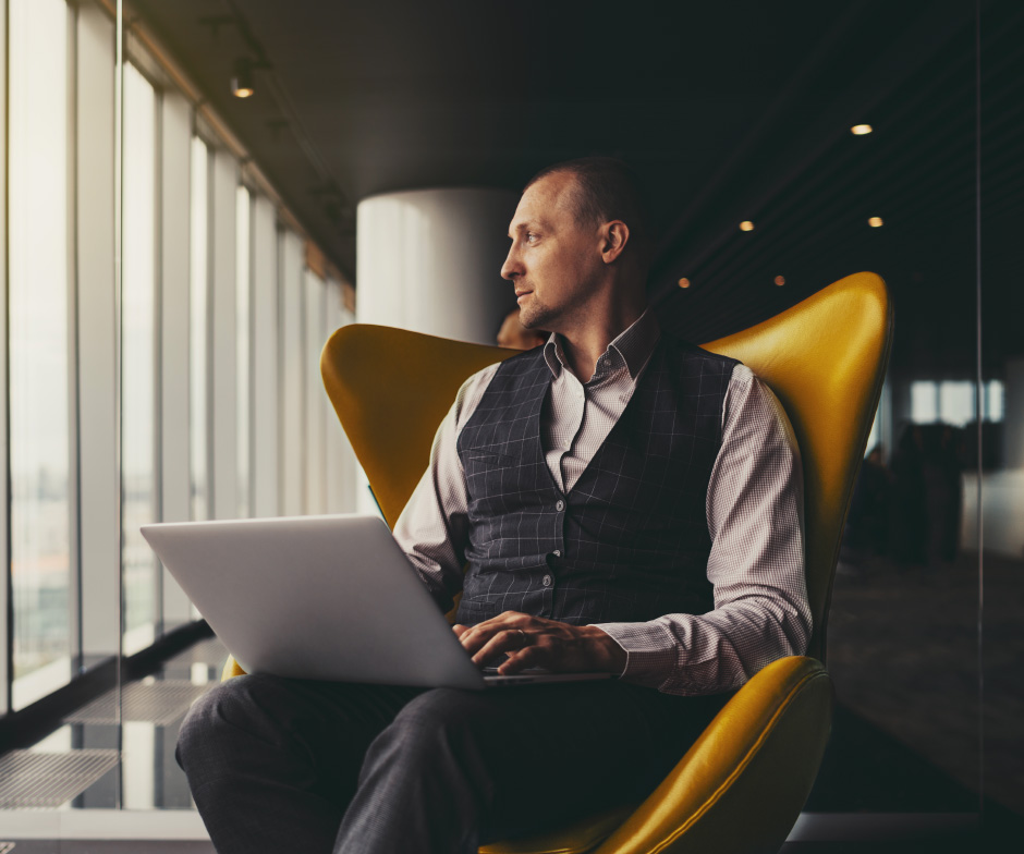 Man working on a laptop