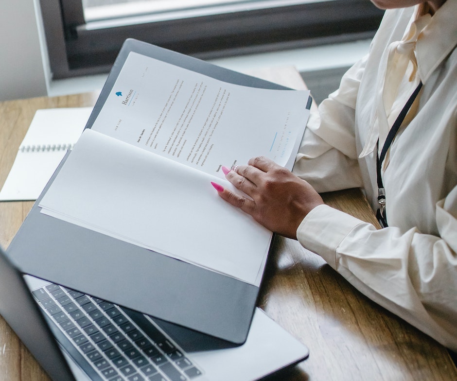 Woman reading a report