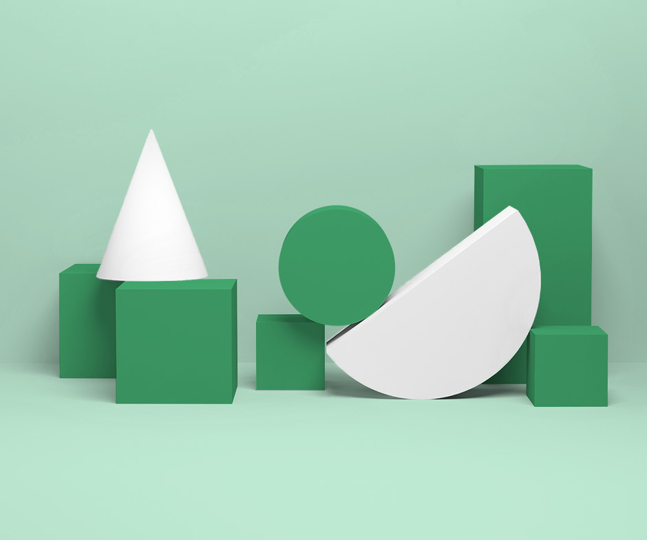 green and white shapes