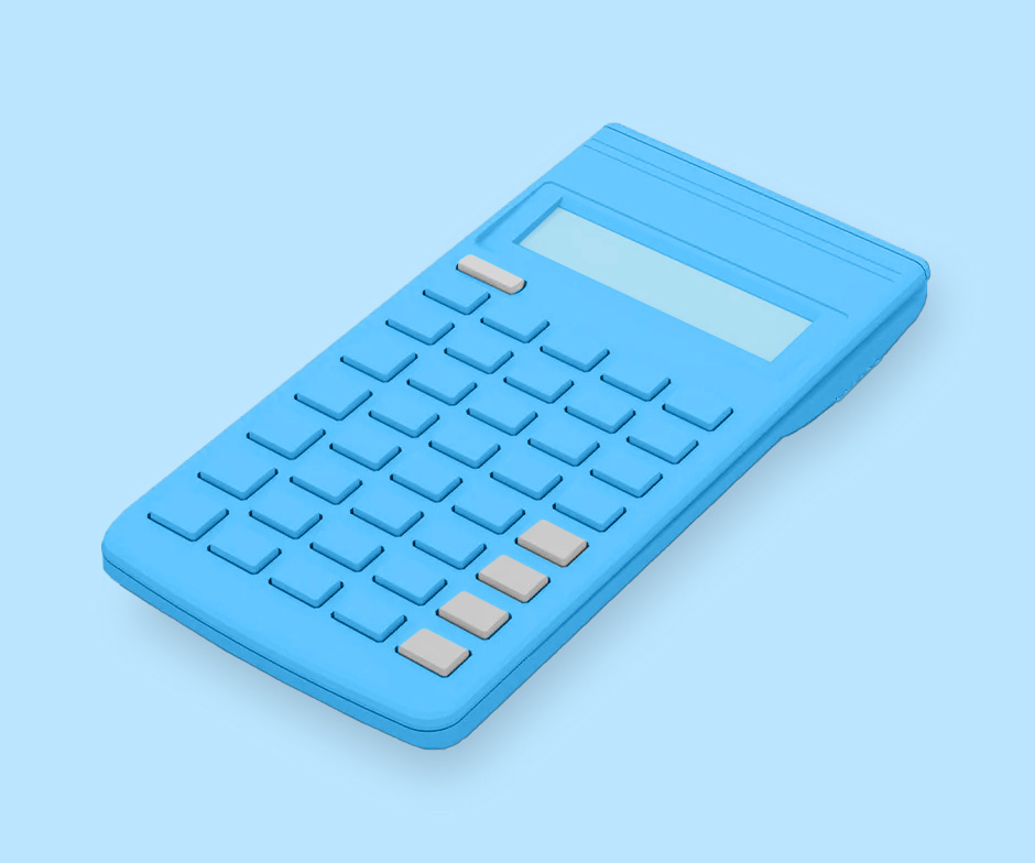 blue background and calculator